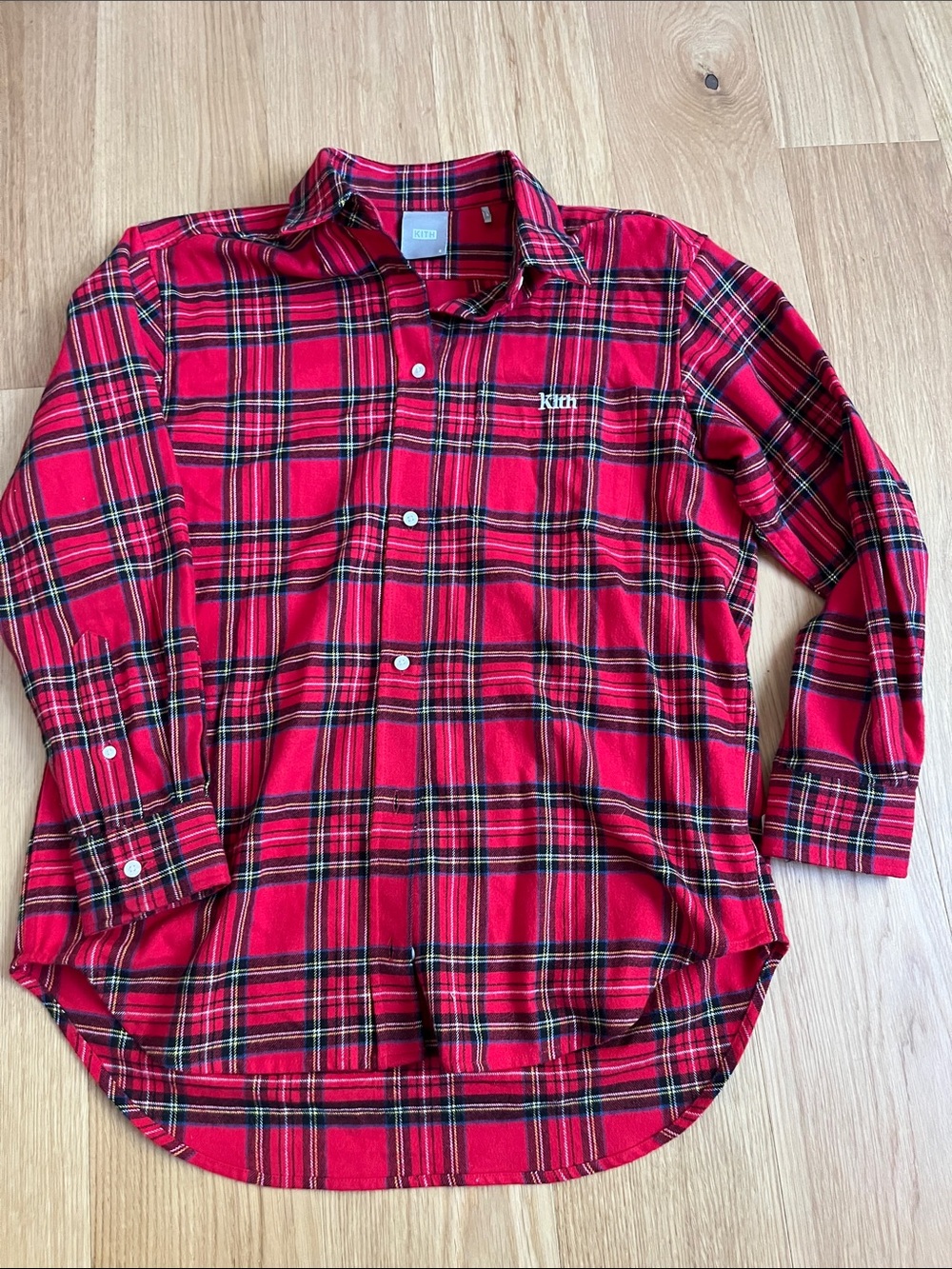 Kith Women’s Kithmas Ora Flannel Pajama Top Red and Black Plaid size S